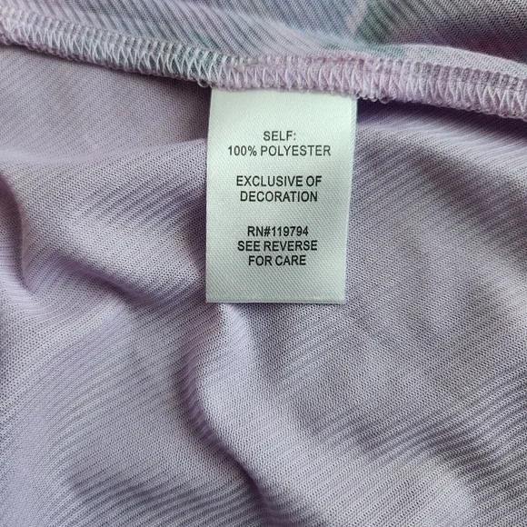 NWT One World Lace V Neck 3/4 Sleeve Stretch Knit Tunic Top Women's 1X Purple - Picture 9 of 12